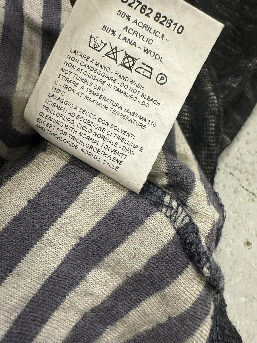 2000s Cavalli V Neck Anthracite Wool Striped Sweater tgDqabx 9