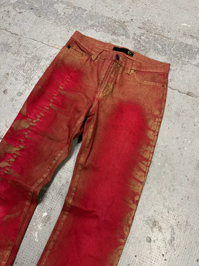 2000s Cavalli Vibrant Golden Aura Pink Pants MDIoSgu 1