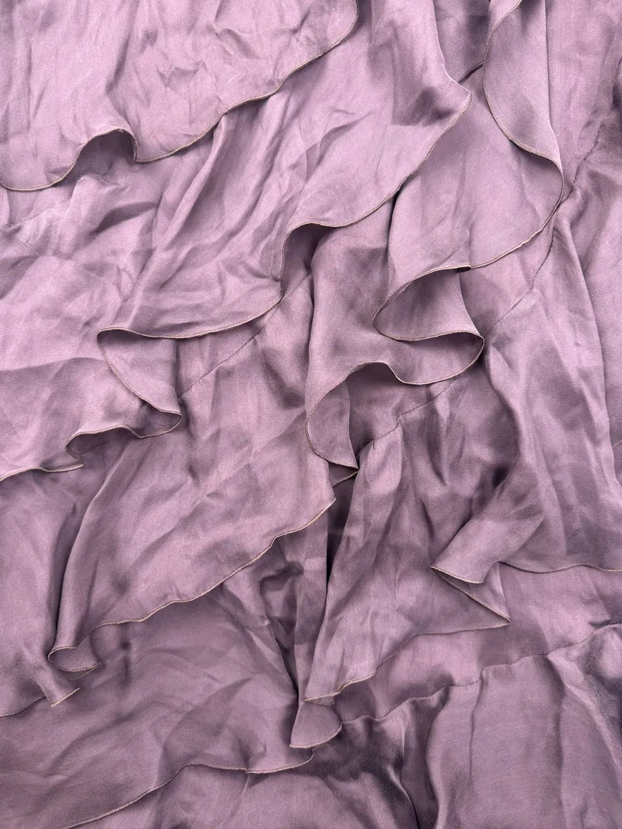 2000s Cavalli Purple Mauve Silk Ruffle Maxi Dress DjYNQhW 6
