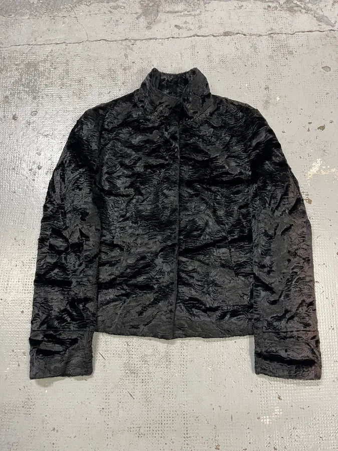 2000s Cavalli Wavy Black Faux Fur Jacket aiTUjGn 0