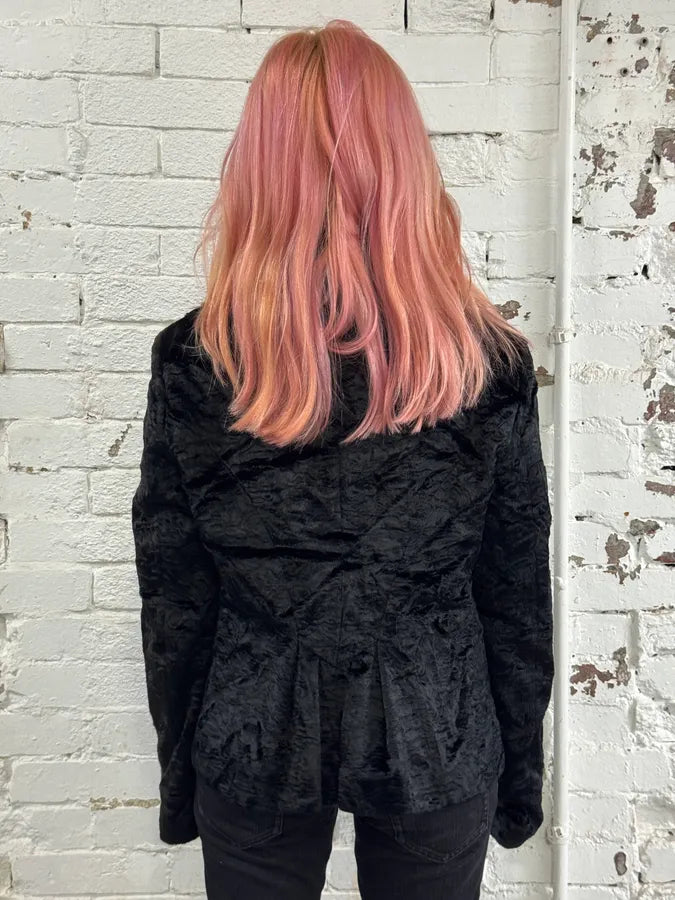 2000s Cavalli Wavy Black Faux Fur Jacket aiTUjGn 2