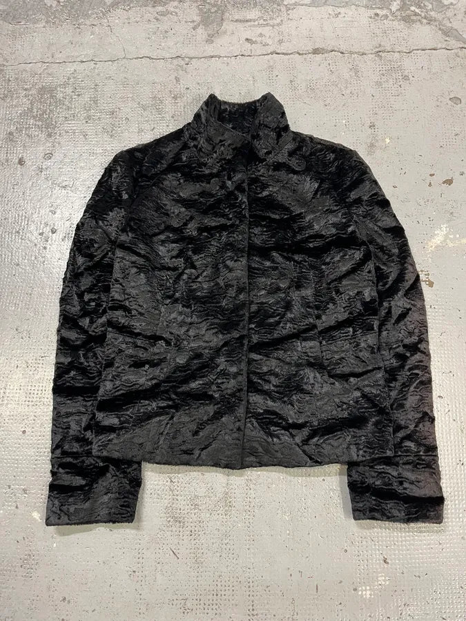 2000s Cavalli Wavy Black Faux Fur Jacket aiTUjGn 3