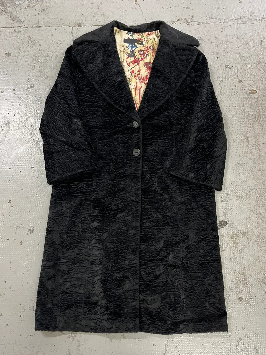 2000s Cavalli Wavy Fake Fur Black Coat ppnyxbE 0