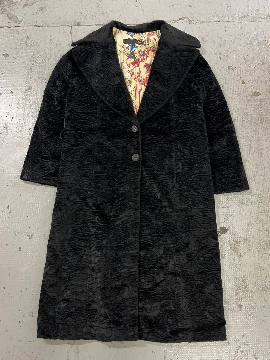 2000s Cavalli Wavy Fake Fur Black Coat ppnyxbE 3