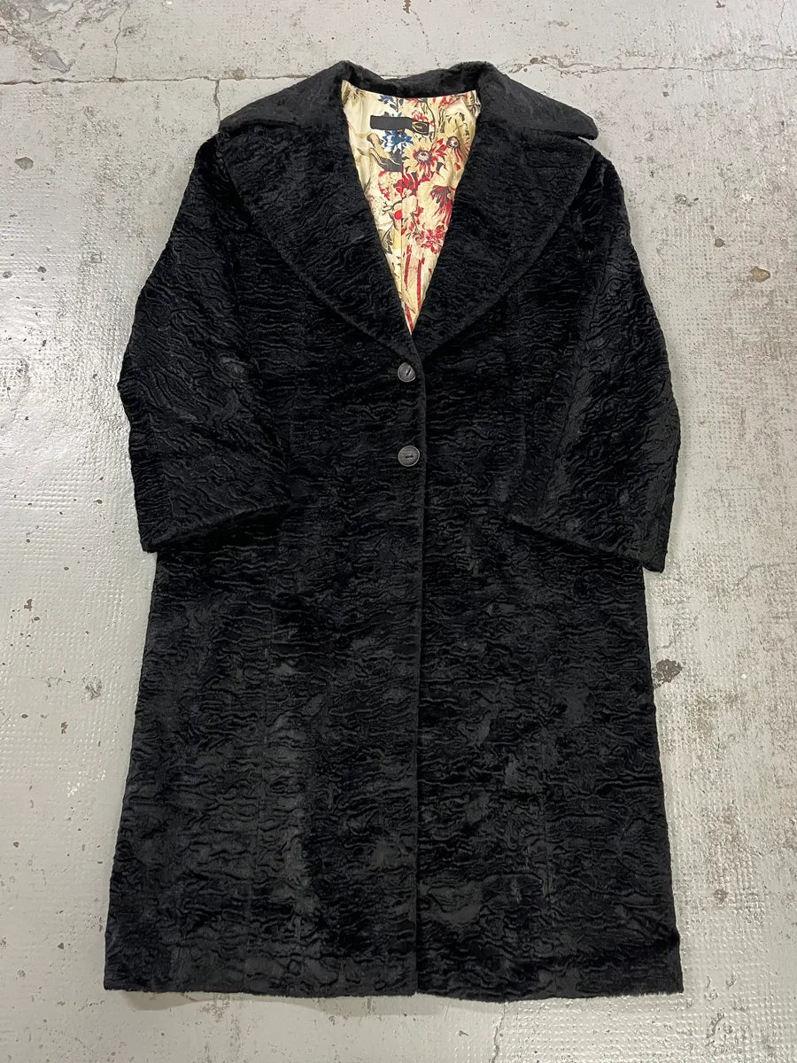 2000s Cavalli Wavy Fake Fur Black Coat ppnyxbE 0