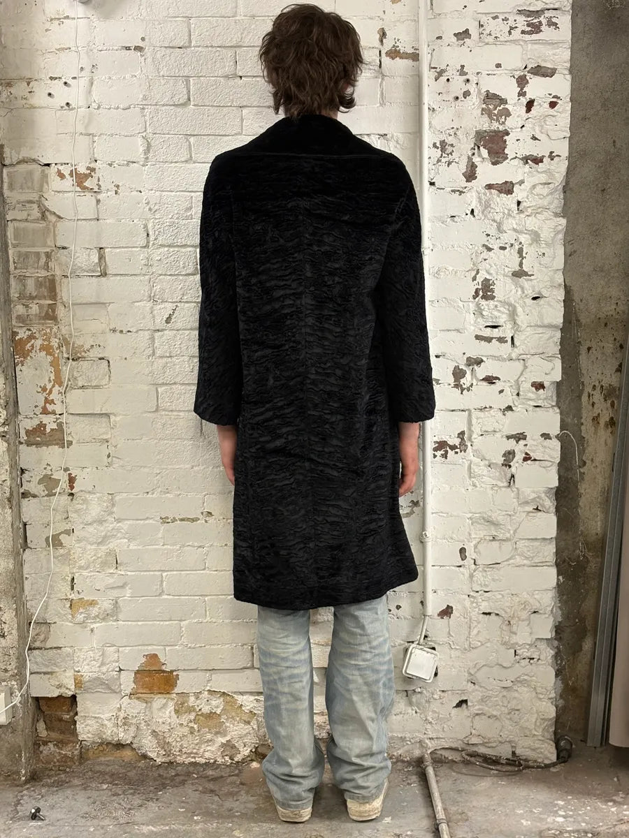 2000s Cavalli Wavy Fake Fur Black Coat ppnyxbE 2