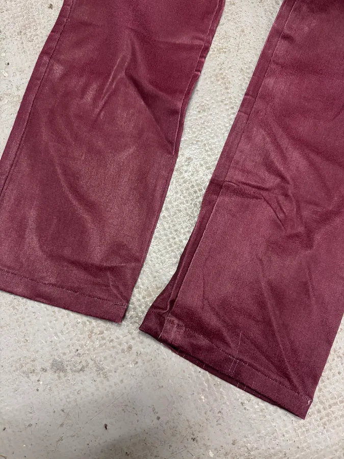 2000s Cavalli Waxed Burgundy Overprint Pants itjygCk 8