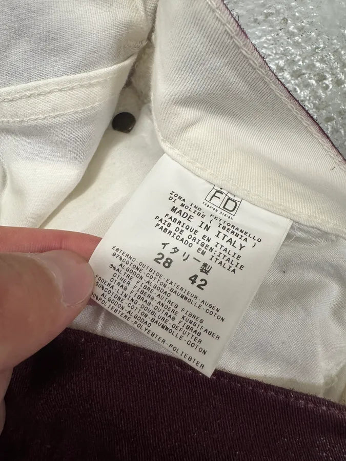 2000s Cavalli Waxed Burgundy Overprint Pants itjygCk 9