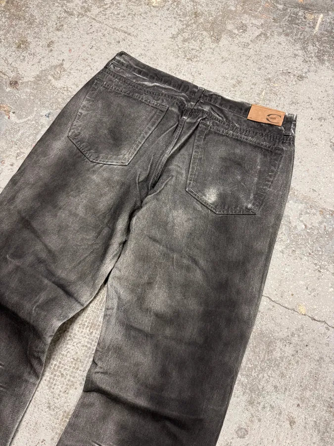 2000s Cavalli Waxed Overprint Faded Grey Pants fIMpRDG 5