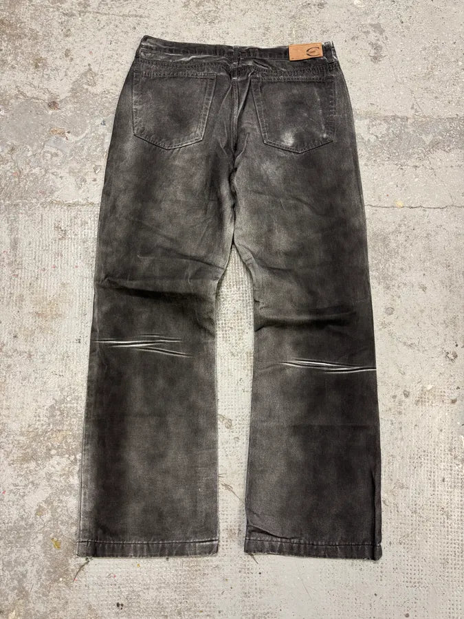 2000s Cavalli Waxed Overprint Faded Grey Pants fIMpRDG 6