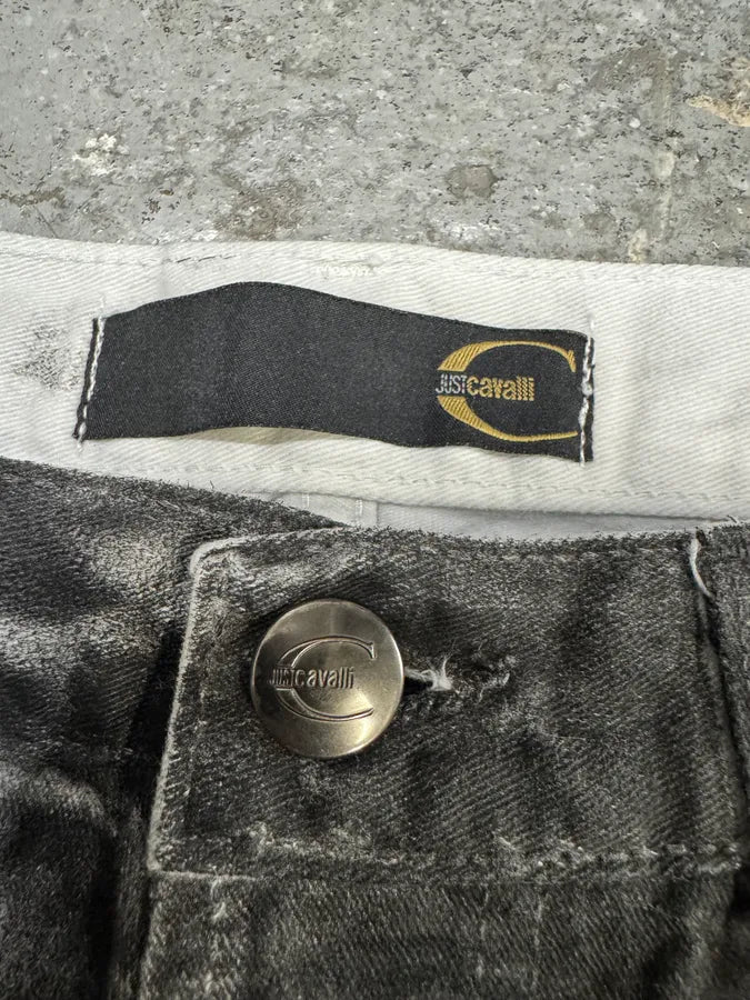 2000s Cavalli Waxed Overprint Faded Grey Pants fIMpRDG 7