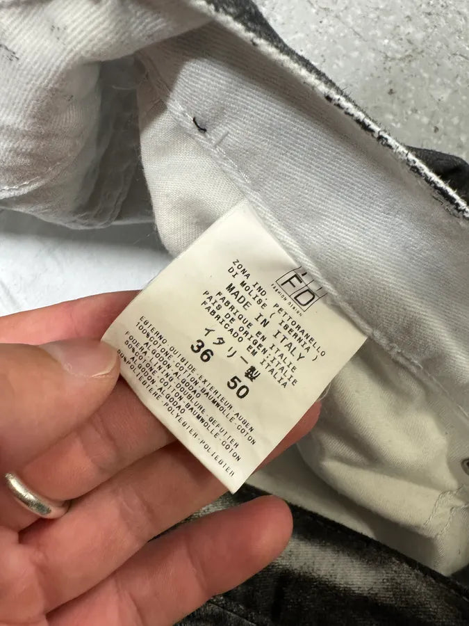 2000s Cavalli Waxed Overprint Faded Grey Pants fIMpRDG 8