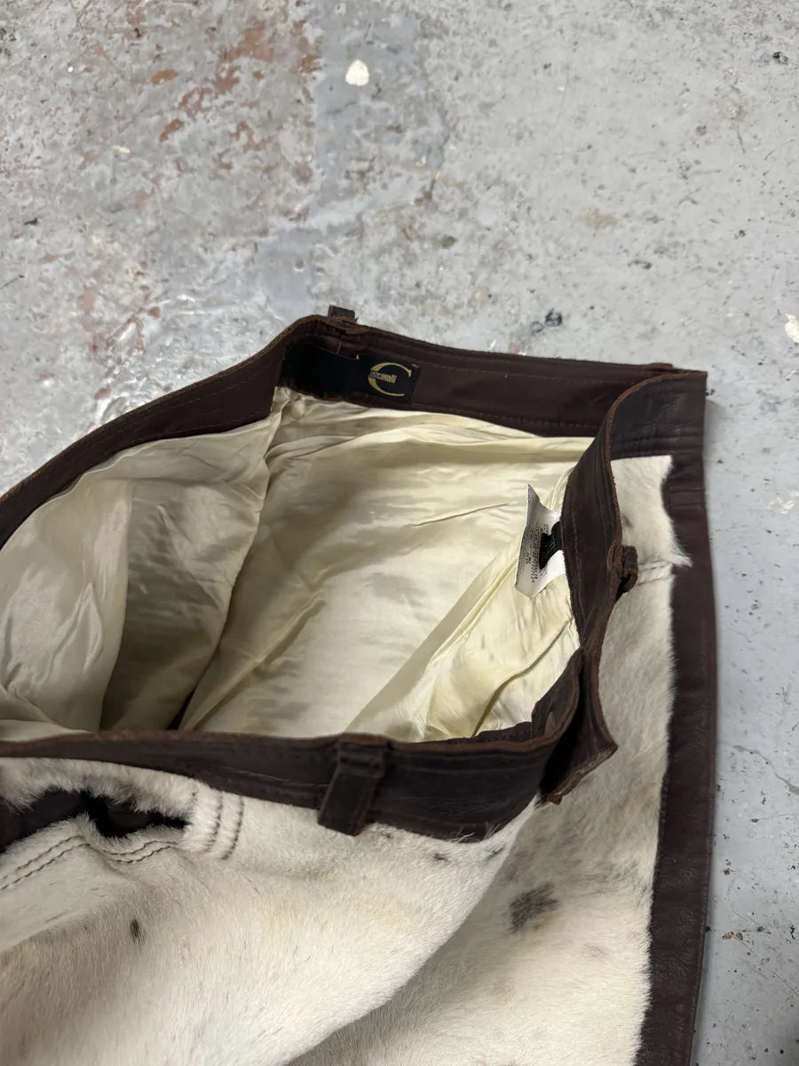 2000s Cavalli White & Brown Fur Leather Pants HvKIZYP 10