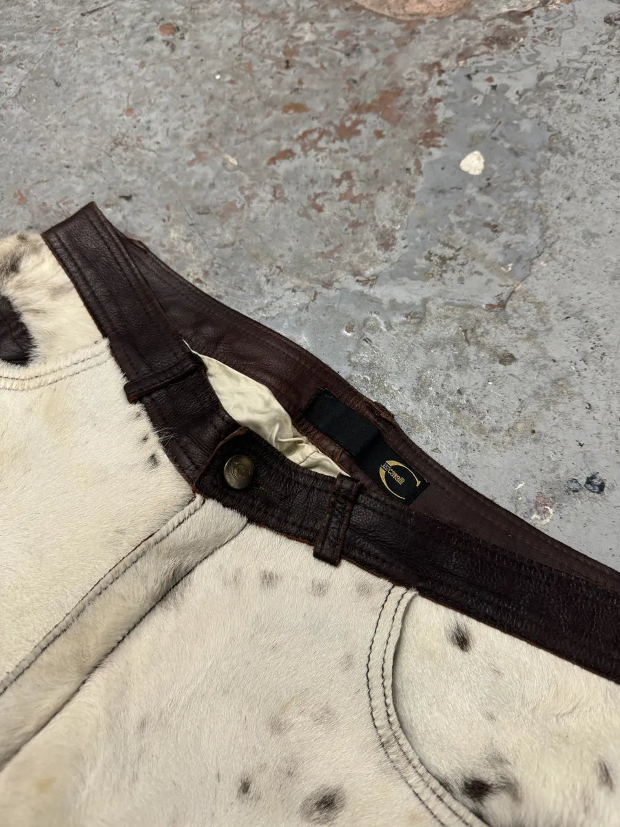 2000s Cavalli White & Brown Fur Leather Pants HvKIZYP 11