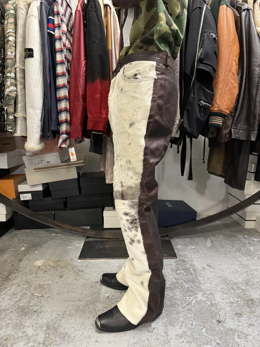 2000s Cavalli White & Brown Fur Leather Pants HvKIZYP 2