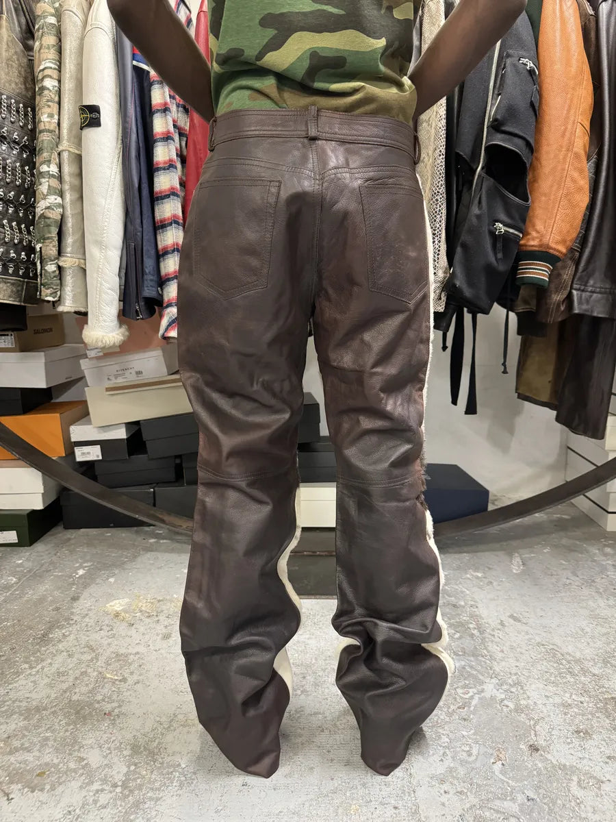 2000s Cavalli White & Brown Fur Leather Pants HvKIZYP 3