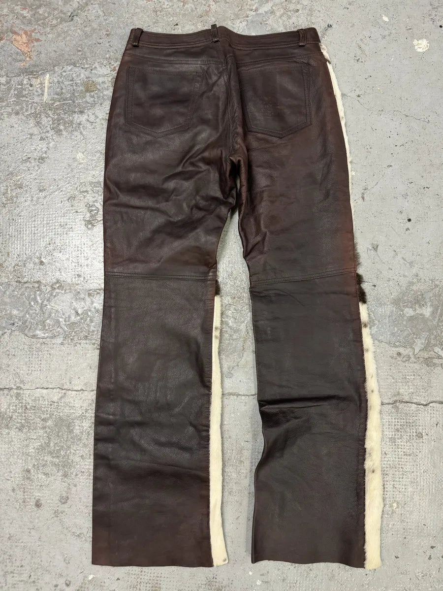 2000s Cavalli White & Brown Fur Leather Pants HvKIZYP 4