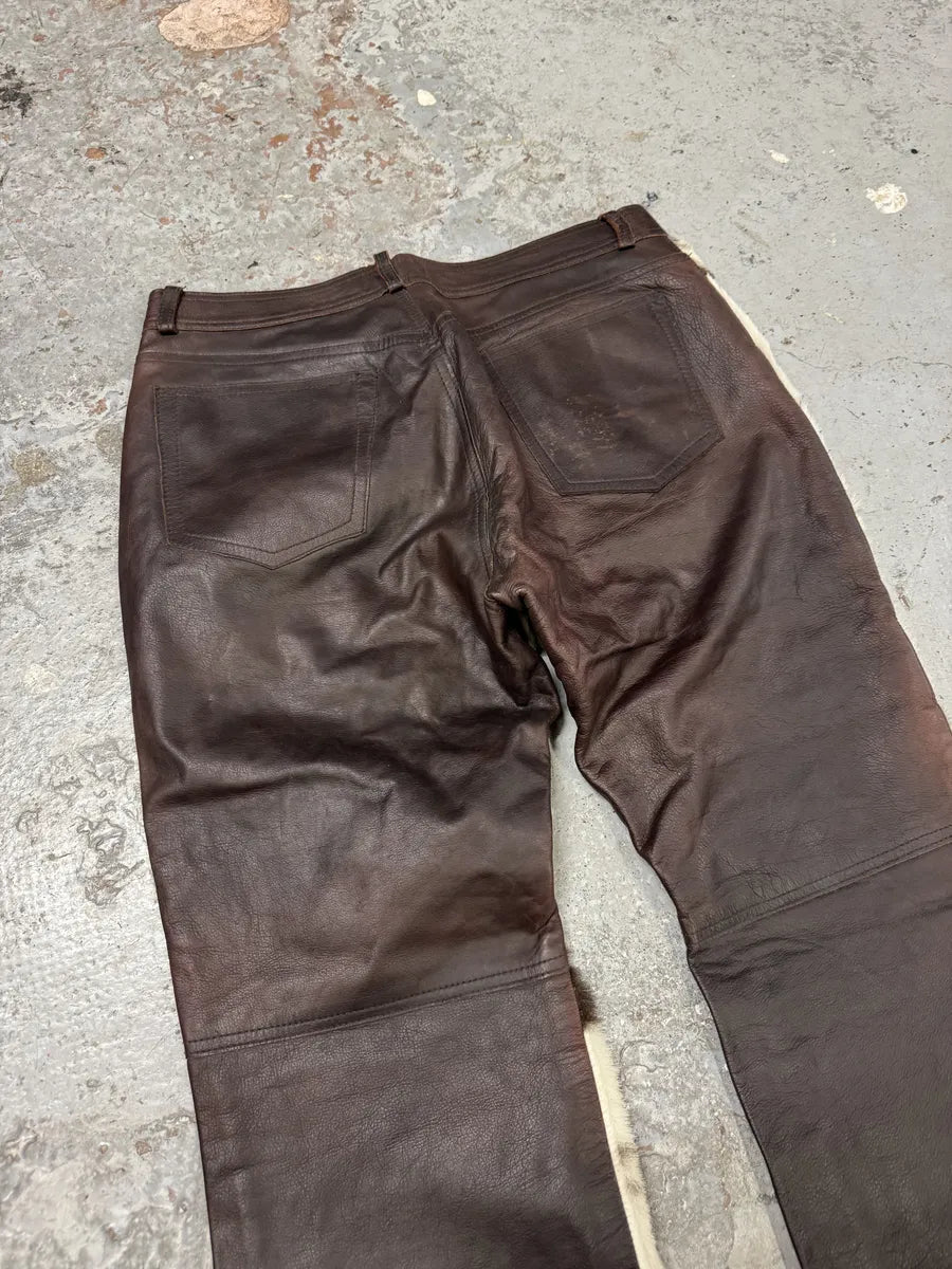 2000s Cavalli White & Brown Fur Leather Pants HvKIZYP 6
