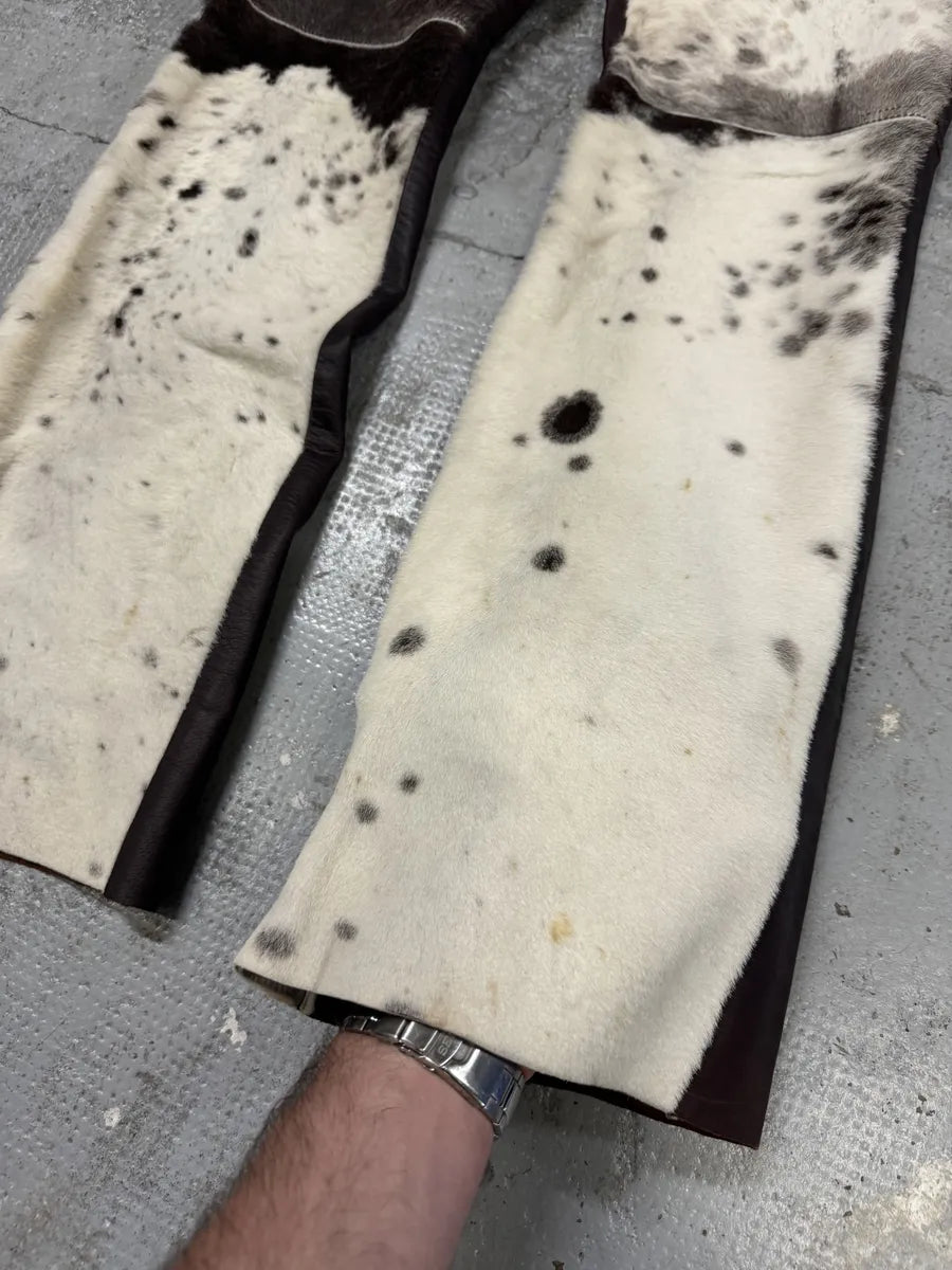 2000s Cavalli White & Brown Fur Leather Pants HvKIZYP 7