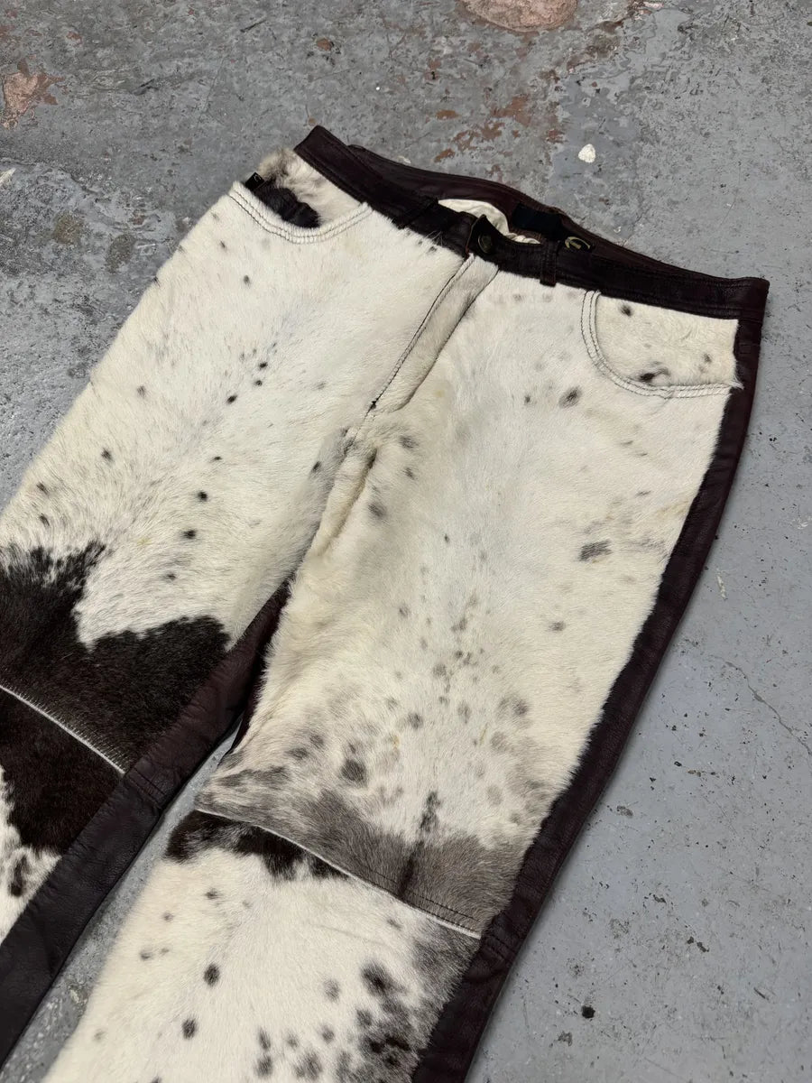 2000s Cavalli White & Brown Fur Leather Pants HvKIZYP 8