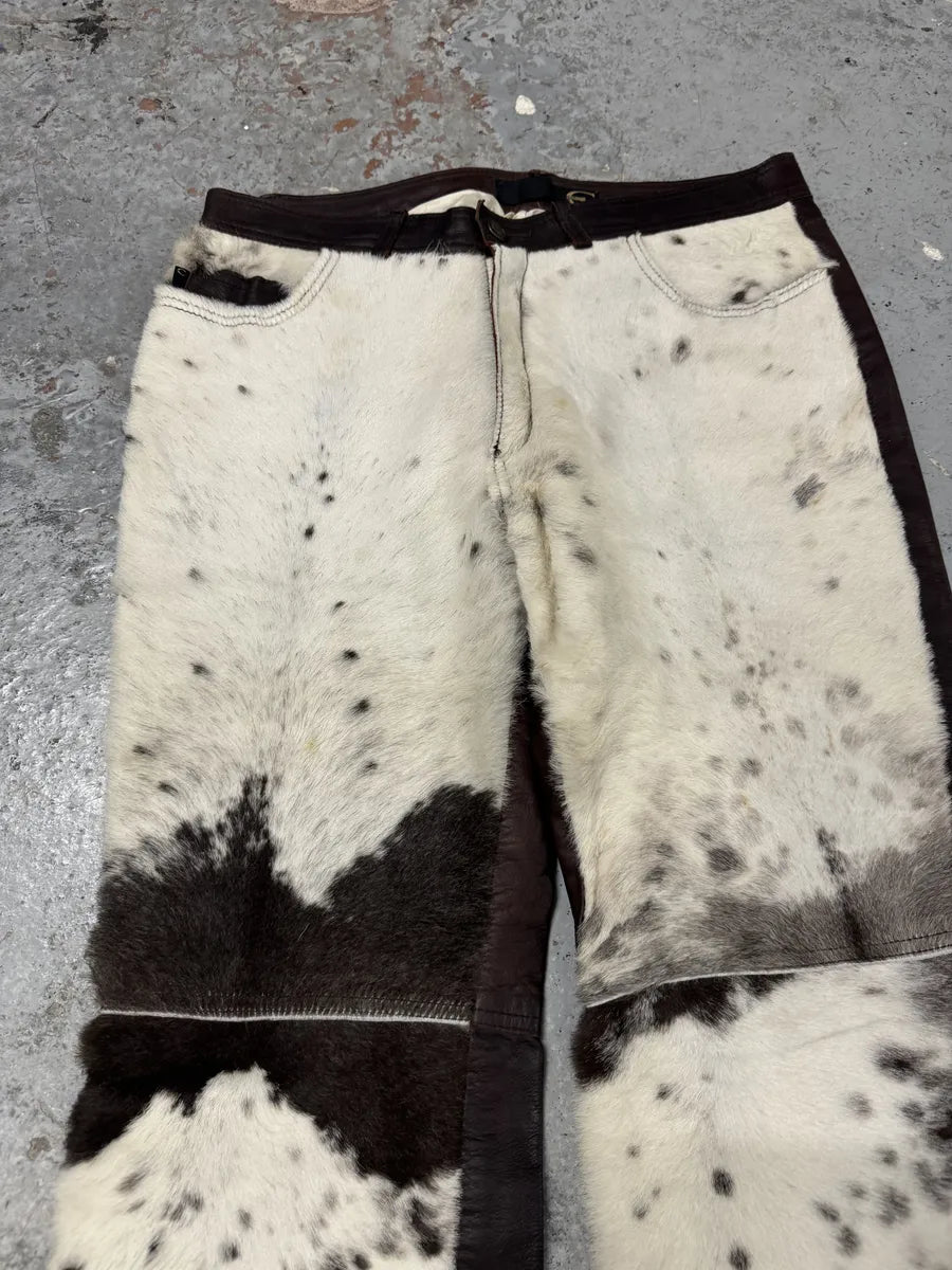 2000s Cavalli White & Brown Fur Leather Pants HvKIZYP 9