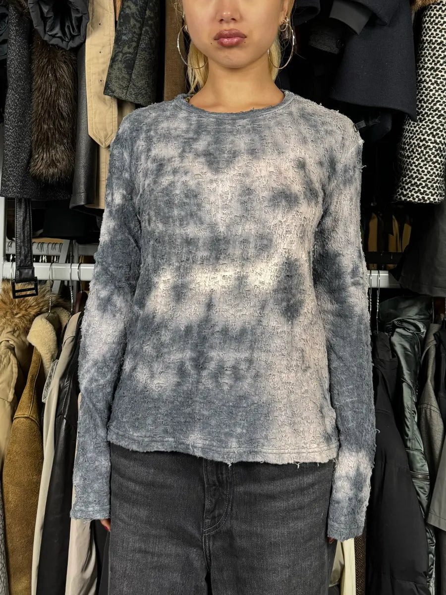 2000s Cavalli White & Grey Distressed Light Sweater iKJluYP 1
