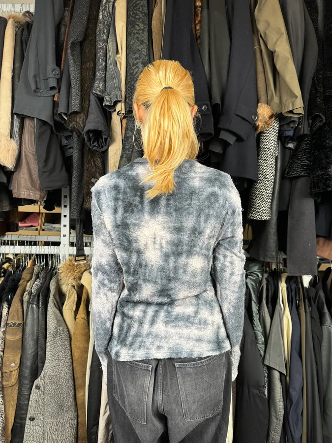 2000s Cavalli White & Grey Distressed Light Sweater iKJluYP 2