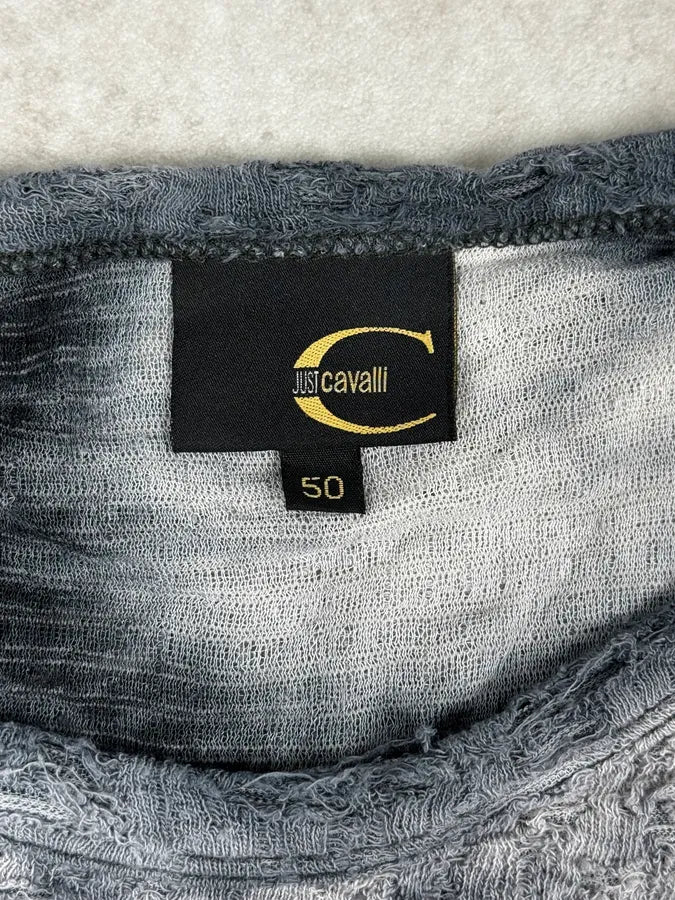 2000s Cavalli White & Grey Distressed Light Sweater iKJluYP 8