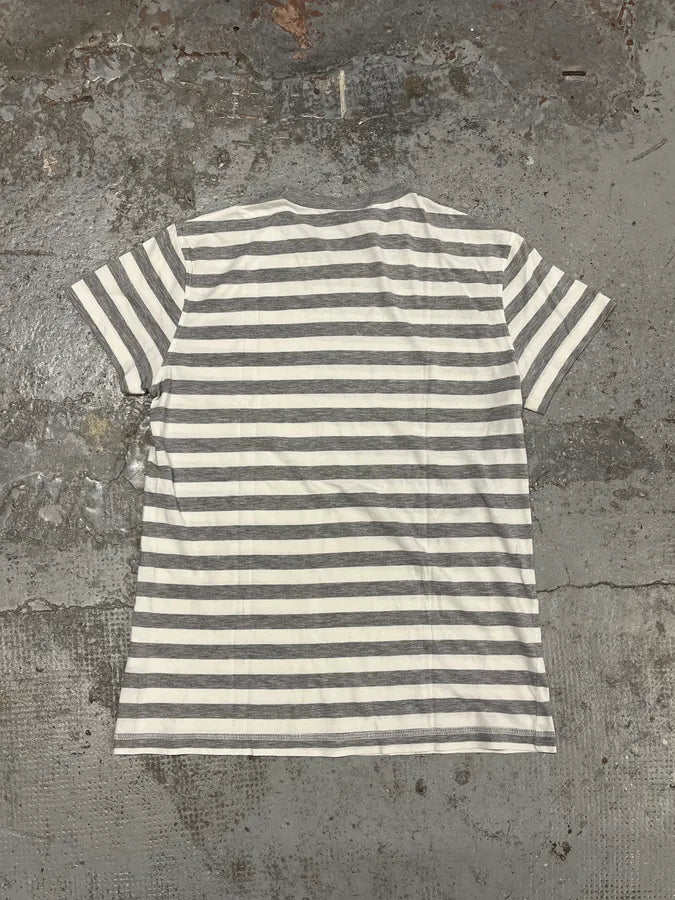 2000s Cavalli White & Grey Dragon Striped T-Shirt slzqbAM 5