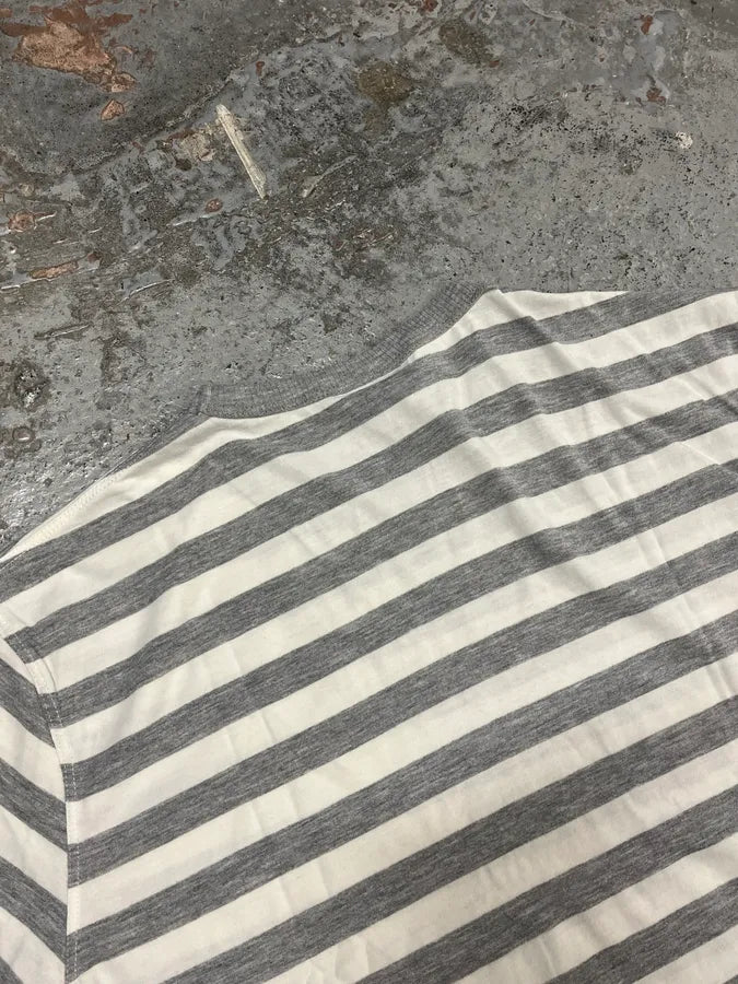 2000s Cavalli White & Grey Dragon Striped T-Shirt slzqbAM 6