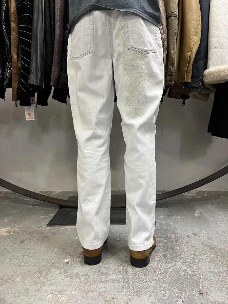 2000s Cavalli White Creamy Scared Straight Jeans (S) 2