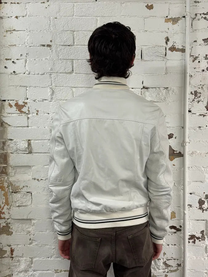 2000s Cavalli White Buttoned Leather Jacket lIgENOj 2