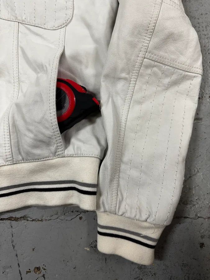 2000s Cavalli White Buttoned Leather Jacket lIgENOj 7