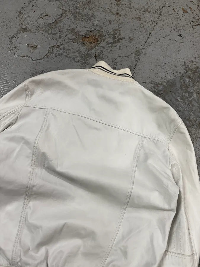 2000s Cavalli White Buttoned Leather Jacket lIgENOj 5