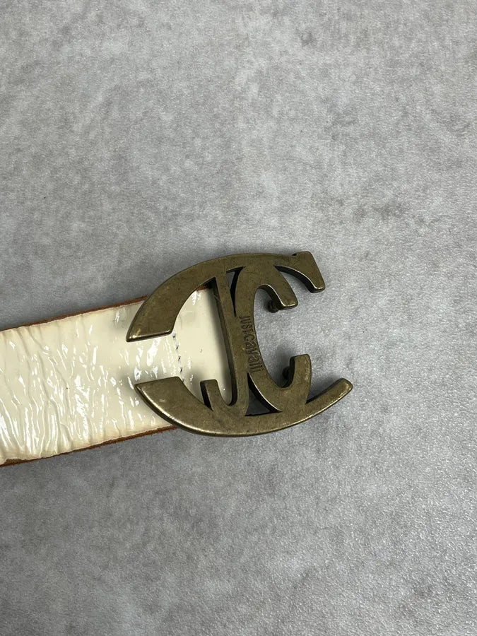 2000s Cavalli White Leather Studded Belt abGScRY 5