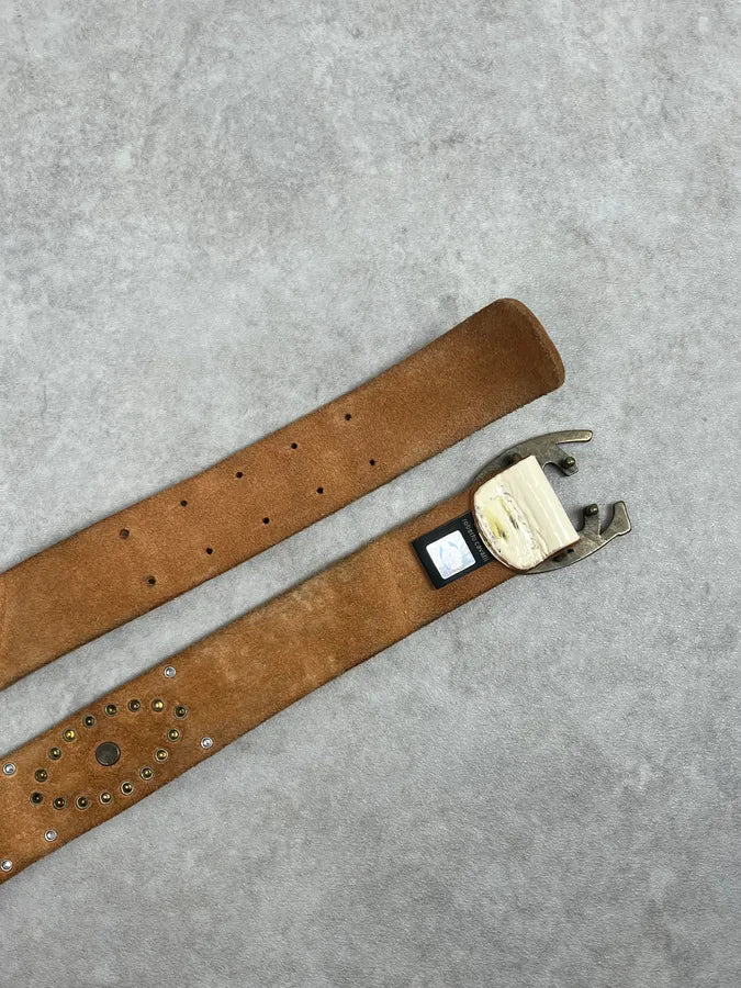 2000s Cavalli White Leather Studded Belt abGScRY 3