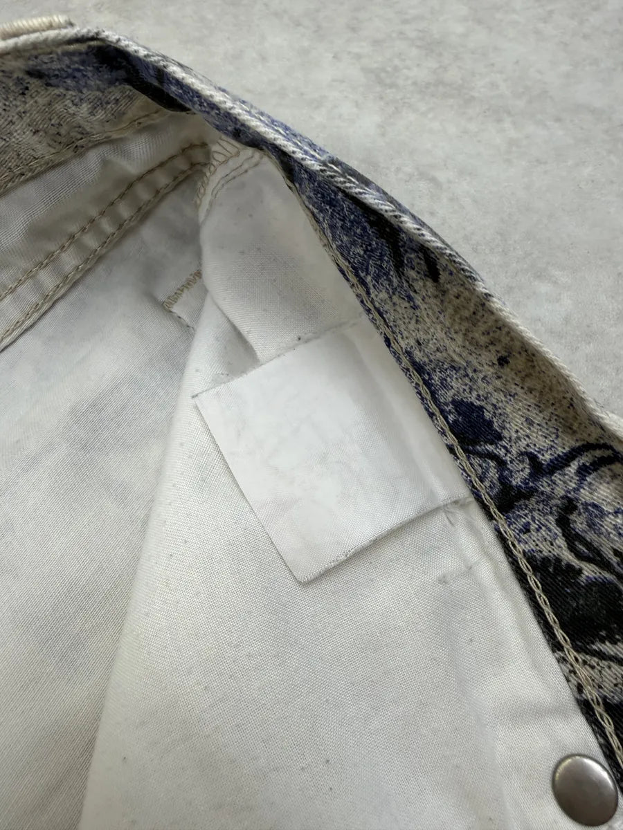 2000s Cavalli White Napoleon Painting Shorts ZBgWCTX 7