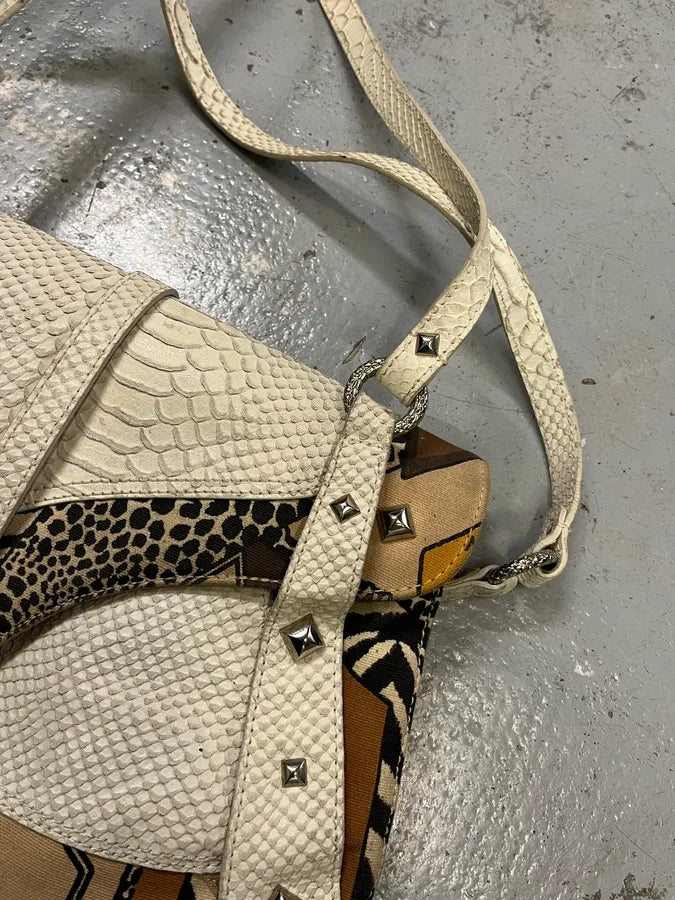 2000s Cavalli White Python Snakeskin Leather Effect Handle Bag ibTahmm 3