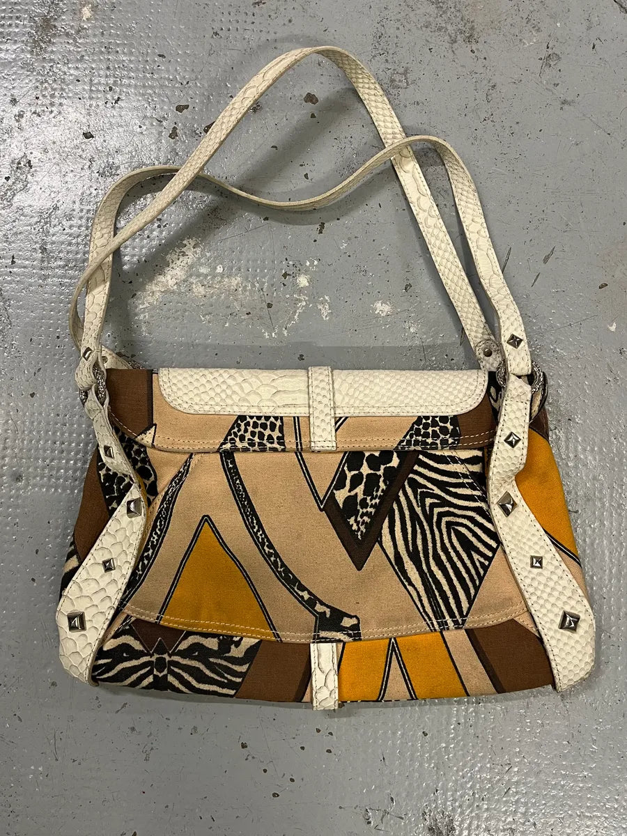 2000s Cavalli White Python Snakeskin Leather Effect Handle Bag ibTahmm 5