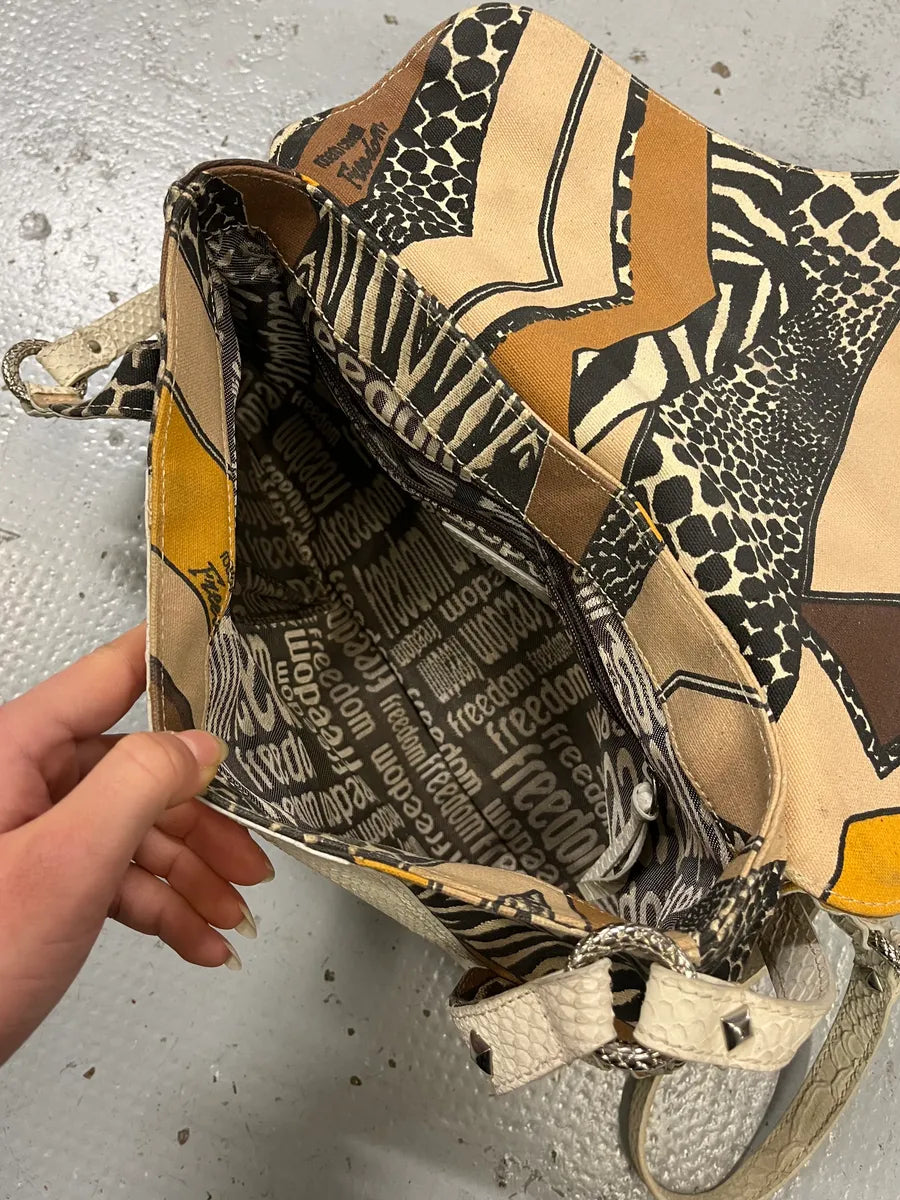 2000s Cavalli White Python Snakeskin Leather Effect Handle Bag ibTahmm 6