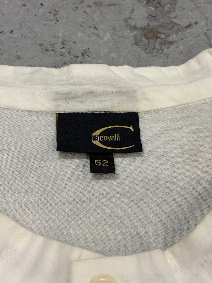 2000s Cavalli White Royal Henley Shirt GSPcvHb 4