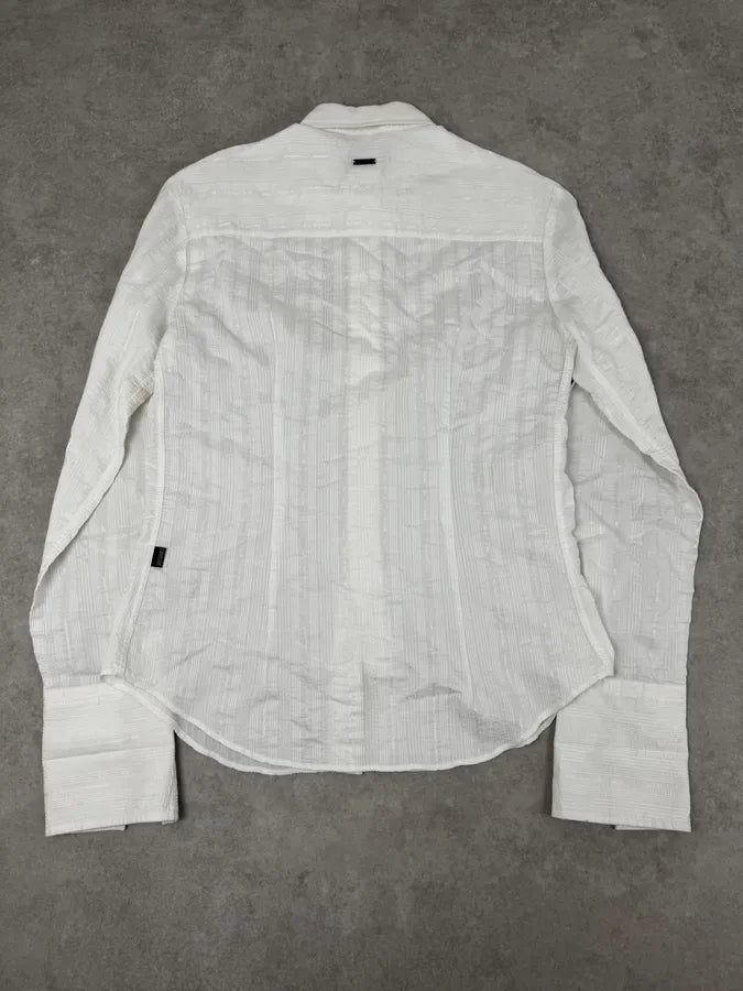 2000s Cavalli White Signature Striped Light Shirt KKjkrDO 3