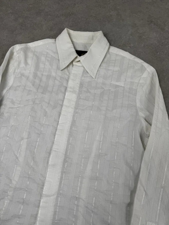 2000s Cavalli White Signature Striped Light Shirt KKjkrDO 4