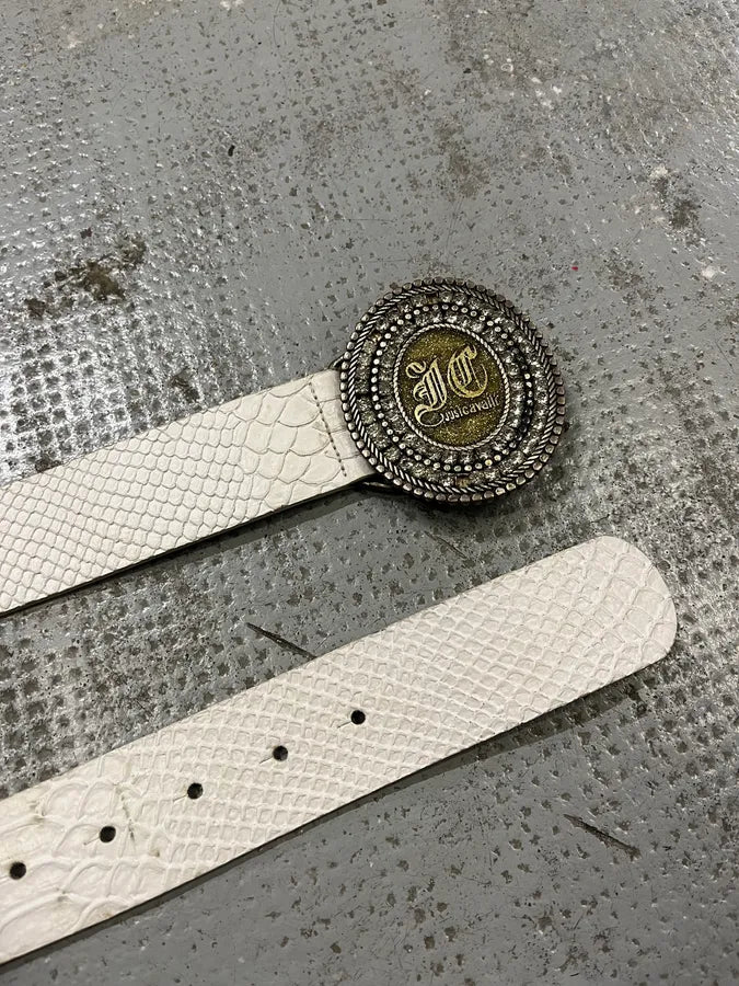 2000s Cavalli White Snakeskin Effect Leather Belt kLvYRGU 4