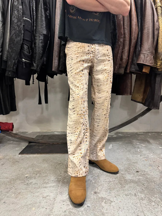 2000s Cavalli White Split Wood Pants (S) 3