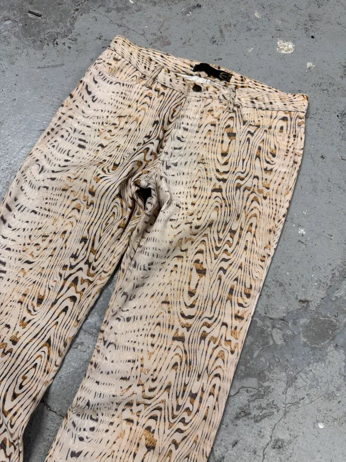 2000s Cavalli White Split Wood Pants (S) 4