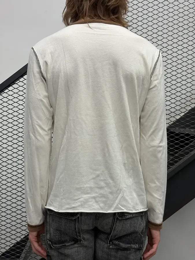 2000s Cavalli White Stitched Royal Emblem Longsleeve T-Shirt pYpHMfO 1