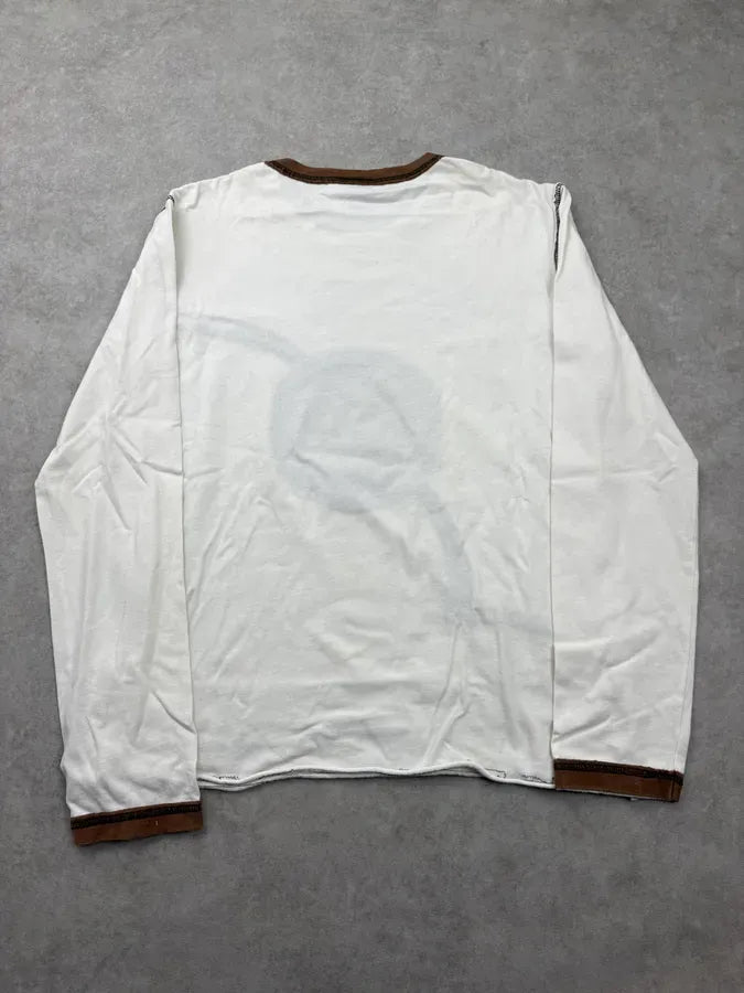 2000s Cavalli White Stitched Royal Emblem Longsleeve T-Shirt pYpHMfO 5