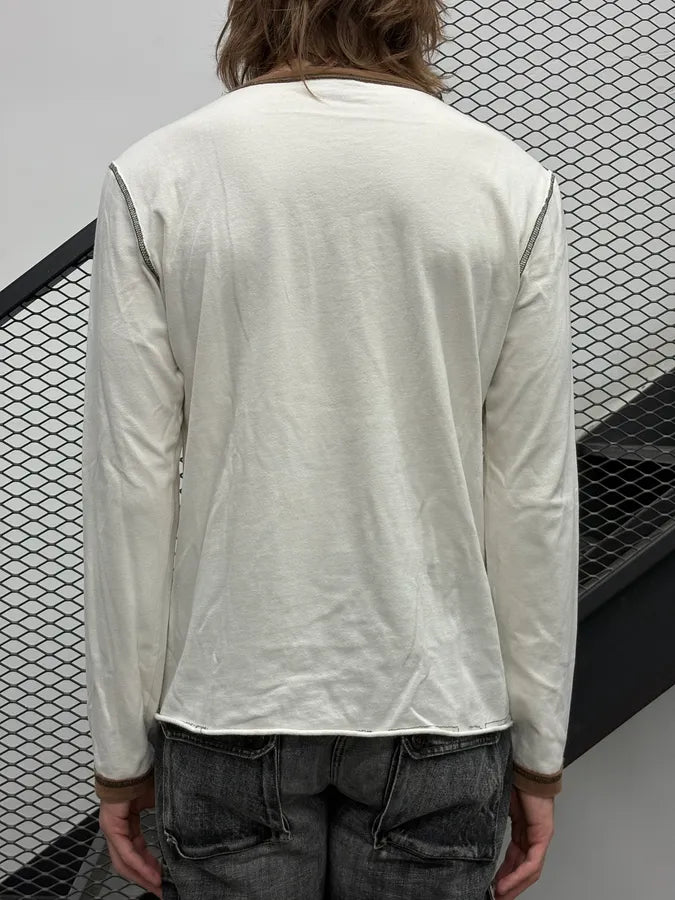 2000s Cavalli White Stitched Royal Emblem Longsleeve T-Shirt pYpHMfO 1