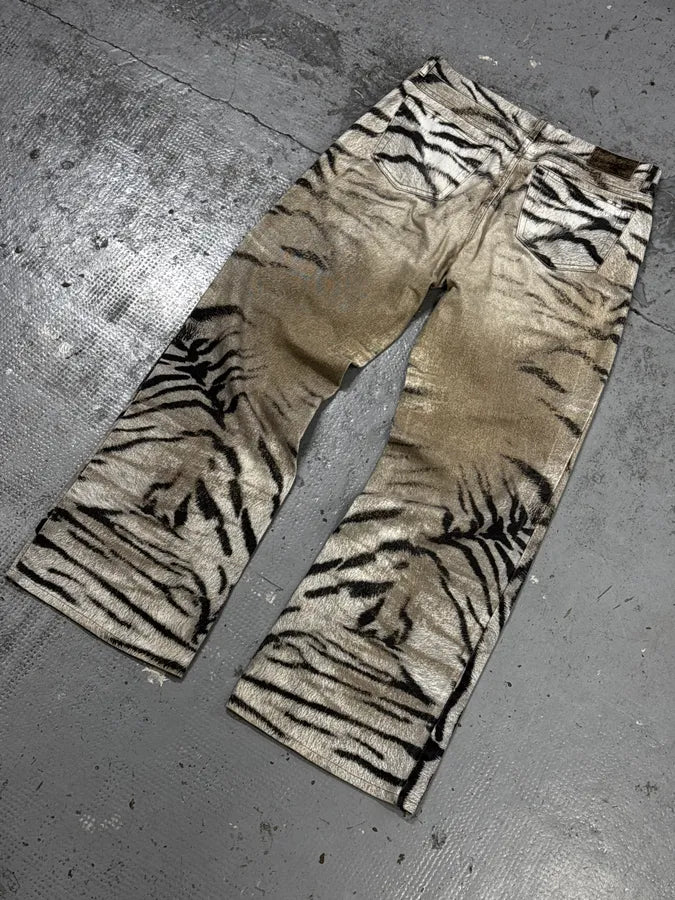 2000s Cavalli White & Beige Savage Zebra Gradient Pants bAeXSIL 6